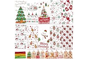Orifinter 10 Stile Plätzchentüten, 100PCS Kekstüten Weihnachten, Geschenktüten Weihnachten, Klarsichttüten zum Befüllen, Weihnachtstüten zum Befüllen