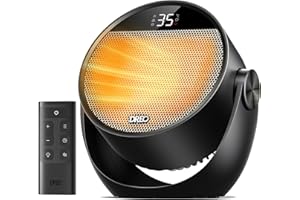 Dreo Heizlüfter Energiesparend Klein, Leiser 1500W Tragbar Heizlüfter mit Fernbedienung, Thermostat, 60° Neigbar, 8 Sicherheitsfunktionen, PTC-Keramik,12-Std-Timer, 3 Modus 3 Geschwindigkeit, Schwarz