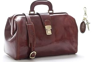 DD FIRENZE D&D - Borsa medico Minimal con Tracolla e Portachiavi in pelle abbinato - Made in Italy