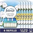 Febreze 3 Volution Air Freshener Plug In Refill 20 ML Cotton Fresh, 3 Alternating Scents To Clean Away Odours 6 x 20 ml