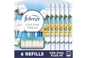 Febreze 3 Volution Air Freshener Plug In Refill 20 ML Cotton Fresh, 3 Alternating Scents To Clean Away Odours 6 x 20 ml