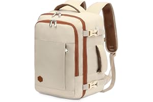 VANKEV Sac à Dos Voyage Cabine Avion 45x36x20 Pour Easyjet 30L Bagage à Main Femme Homme Sous Siege Cabine Sac à Dos Pour Ordinateur Portable 15.6 Pouces Beige