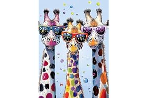 MEIYUDA 5D Diamond Painting Jirafas Animales, Pintura Diamante, Diamond Painting Kit Completo Niños Regalo, Manualidades Adultos Diamond Painting Para Decoración De Pared Del Hogar 30x40cm