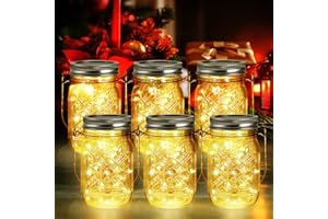 ‎AULAYA Solarlampen für Außen | 6 Stück 40er LED Solarleuchten Garten mit Windmühlenmuster | Solarglas Balkon Deko, Lichterkette Außen wasserdichte, Solarlaterne für außen Hängend für Party, Hochzeit