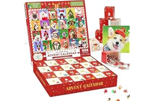 AFOXON Puzzles Advent Calendar 2025 - Christmas Dog - 24 Days Jigsaw Puzzle Countdown to Christma - 1008 Pieces Cute Xmas Postcards Puzzl as Christma wall Decor for Adults Kids