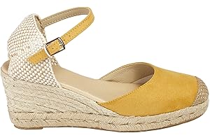 NOESLOMISMO BY DILEMA No ES lo mismo - Sandales Ou Espadrilles en Jute avec Talon Compensé Femme | Couleur Sable Vert Rouge Rose Marine | Compensées 5 Cordes Sparte avec Boucle Bout Fermé