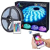 Bluetooth LED Streifen, ALED LIGHT 10M (2x5m) 32,8Ft Wasserdicht IP65 RGB 5050 300(2x150) LED Stripes mit Smart Bluetooth Kontroller+24Tasten Fernbedienung+ 12V Netzteil für Haus, Garten, Dekoration