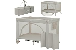 LIONELO LAURA Lettino da viaggio 2 in 1 fino a 15 kg Box per bambini da 0 a 36 mesi Entrata laterale Materassino in schiuma T25, 2 Livelli di Altezza, Borsa da Viaggio, Ruote con Freno