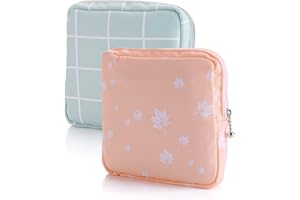 2 Pièces Pochette Serviette Hygiénique Fille Organisateur Serviette Hygiénique Porte Monnaie Portable Protège Slip Fermeture Glissière 5,18x5,18 Pouces Poche Collecte Tampons Serviettes Hygiéniques