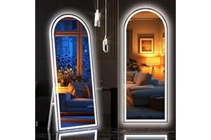 Hasipu 175 X60cm Full Length Mirror with Lights, White Frame Arch Led Mirror Full Length and 3 Colors Temperatures & Brightness Adjustable,Light Up Mirrors Full Body for Bedroom Cloakroom Living Room