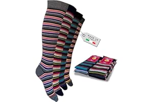 Lucchetti Socks Milano Calze Donna Lunghe in Caldo Cotone, a Fantasia Colorata, Morbide e Traspiranti, Perfette per Inverno, Uso Quotidiano o Regalo, Termiche, Confortevoli e Resistenti 4 Paia