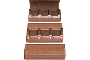 ROTHWELL Étui de Voyage en Rouleau de Montres pour 3 Montres, Ecrins Pour Montres | Protection Portable Robuste, Convient à Toutes Les Montres-Bracelets (Tan/Marron)