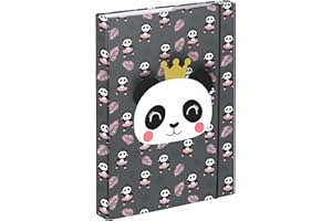 Baagl File Box for School Bag A5 – Portfolio Folder for Children with Elastic Strap and Inner Flaps – Book Folder, Collector's Box with Elastic Strap for Girls (Panda)