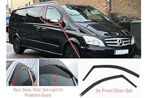 AC WOW 2x Deflettori D'Aria per Mercedes Vito Viano Classe V W639 2003-2014 MK2 In-Channel Antiturbo Per Auto Vetro Acrilico Anti Vento Guardia di Pioggia Sole Neve