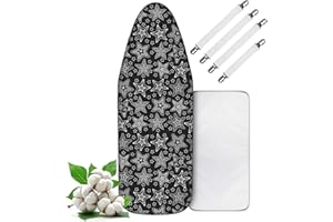 LaFleurs Funda Tabla de Planchar 150x50, Algodón Funda Plancha Universal Ajustable para Plancha de Vapor, Funda Mesa Plancha para 145-150cm x 45-50cm Tabla de Planchar, Planchado Rápido, XXL