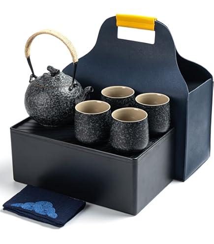 Set Teiera In Ceramica Da 1000 Ml Con 4 Tazze E Piattini - Per Tè E Caffè, Design Elegante - Foto 9