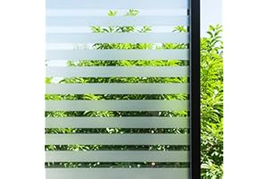 DIFIT Window Film Privacy Film for Glass Windows, Stripe Window Privacy Film Self Adhesive, Glass Film Removable Decorative Static Cling Window Covering for Home (Wide Stripes, 30x120cm)