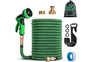 HOMEPROTEK - Manguera Extensible 30 metros - Manguera Jardin con Pistola Riego de 9 Funciones - Manguera Jardin Enrollable para Riego de Jardin con Conectores de Latón de 1/2" y 3/4" Garden Hose