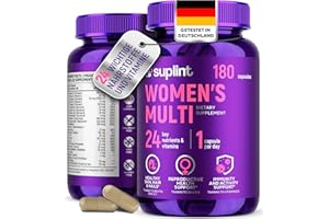 ‎SUPLINT Multivitamin & Mineralien Kapseln hochdosiert für Frauen – A-Z Komplex mit Vitamin B6, Eisen, Zink & Vitex – 180 Kapseln – Premium Multivitamin – All-in-One Vitamine für Frauen