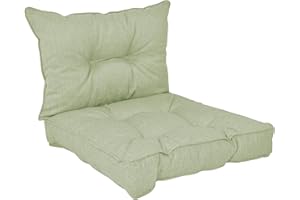POKAR Cojines Lounge Exterior Cojin Asiento Muebles Jardín Cojin para Silla, Set de 2: Cojin Asiento 50x50x10 cm + Respaldo 50x40x10 cm, Verde