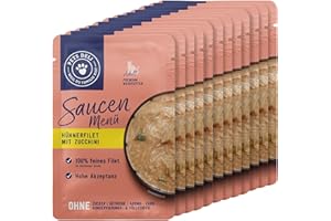 Pets Deli Nassfutter für Katzen Saucen Menü mit Hühnerfilet und Zucchini ohne Zucker und Gluten 12 x 70g
