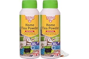 Zero In Home Flea Powder - Flea Treatment for House, Kills Fleas & Larvae, Absorbs Odours - Carpets, Rugs, Furniture & Pet Bedding – Fresh Aroma, 10m² Coverage, Wood Floor Safe - 300g x 2 Multi-Pack