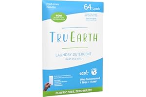 Tru Earth Eco-Strips Laundry Detergent Strips 64 Loads. No Plastic Packaging, Ultra-Concentrated, Pre-Measured Strips, Easy Storage. Great for Machine & Hand Washing, Fresh Linen
