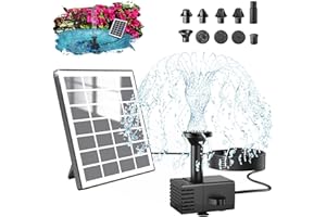 SZMP Fuente Solar con Panel Solar 100% Vidrio,2025 Upgraded Bomba de Agua Solar,Fuente Jardin Exterior con 10 Boquillas,para Estanque de Jardín Fuente,Baño para Pájaros,Piscina,Patio y Decoración