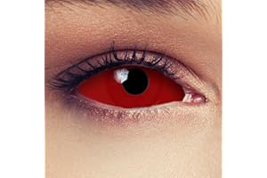 DESIGNLENSES lentilles couleur full sclera rouge pour halloween costume de vampire, diamètre 22mm, 1 paire (2 pcs), sans correction + étui à lentilles (Red Witch)