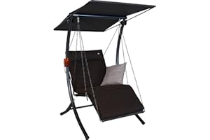 Angerer Freizeitmöbel GmbH Hollywoodschaukel 1-Sitzer Swing Smart - Gartenschaukel Made in Germany - Schaukel zum Sitzen, Liegen und Entspannen - inklusive Bett-Funktion - einfache Montage (Braun)