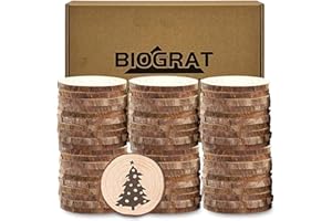 BIOGRAT Dischetti Dischi di Legno 5 cm 60 pz, (5-6 cm) Tronco Legno decorativo
