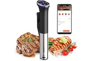 Karienvir WiFi Sous Vide Roner 1100W, Wi-Fi Roner Cucina a Bassa Temperatura con Controllo APP e Controllo Accurato Della Temperatura, LED Display, Impermeabilità IPX7, 10℃-90℃