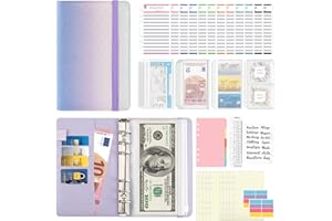 Aiyivve Budget Planner Deutsch,A6 Budget Planner Budget Binder mit 12 Taschen Geldumschläge, 12 Budgetblätter, Farbige Trennblätter, Etikettenaufklebern Sparbuch für Tagebuch (Violett)