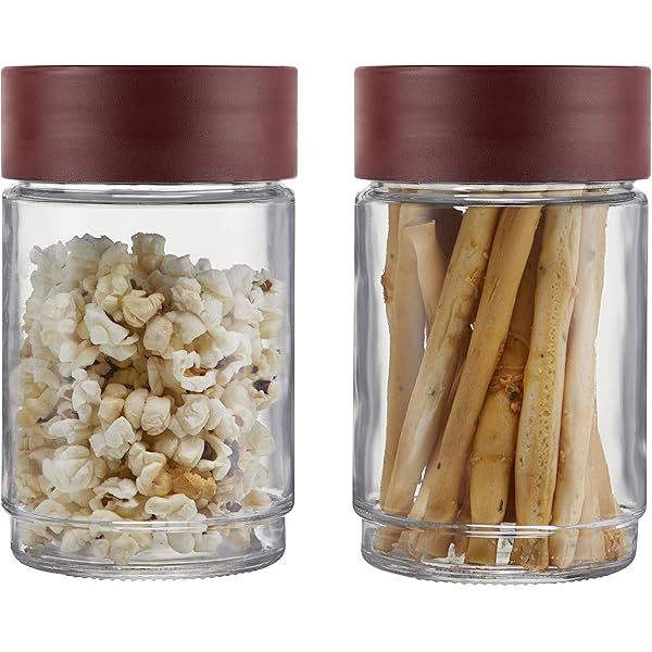 SAIOOL Glass Food Storage Jars With Wood Lids - 580ml Airtight Kitchen Canisters, 2-Pack