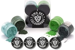 COLORBERRY OMG Set 4 x 25ml – Epoxidharz Farbe Set Resin Art - Mica Powder für Resin Kunst - Hochwertiges Pigmentpulver für Kunstharz Gießharz DIY Kunsthandwerk - ASTM-D4236 zertifiziert I FOREST
