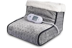 alpina Scaldapiedi Elettrico - Scalda Piedi Casa Elettrico Protezione dal Surriscaldamento - Scalda Piedi Casa Elettrico Fodera interna Lavabile - 3 Impostazioni di Calore - Grigio