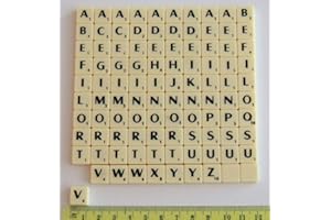 Flyingstart Mini Letter Tiles - Full Set 100 tiles fits some Scrabble games - Black Letters on Ivory Tiles Jewellery and word art