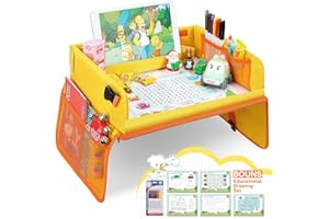 Jojoin Mesa Coche para Niños, Tablero Impermeable del Coche, Mesa para Niños en la Asiento de Coche, Bandeja para Coche, Cochecito, Avión - 5 Papel de Dibujo, 6 Pluma de Color ect. (A)