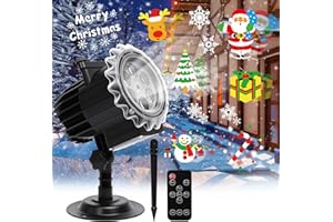 VIFLYKOO Proiettore Luci Natale, Proiettore di Fiocchi di Neve con 12 Slitte 96 Motivi, LED per Esterno Interno, Lampada per Proiettore Impermeabile con Telecomando per la decorazione della Natale, Giardino