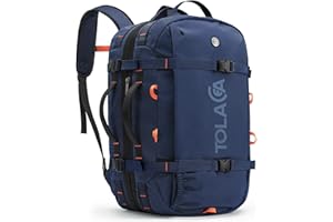 Tolaccea Mochila de Viaje 40L-50L Cabina Avión, Mochila Grande para Portátil 15,6", Impermeable para Hombre y Mujer, Trabajo y Excursión