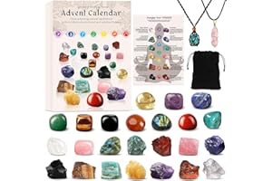 PEIRANUP Advent Calendar 2024 Crystals Women 24 Days Chakra Crystals&Healing Stones,Christmas Countdown Calendar Natural Stones Crystals Healing Journey for Girls Boys
