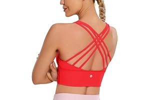 CRZ YOGA Damski biustonosz sportowy z długim rękawem bez fiszbinów, bez drutów, wyściełany top do jogi
