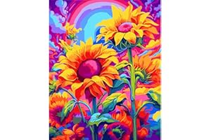 HEIBAGO Fleurs Peinture par Numero Adulte Enfant, Paysage Kits de Peinture, Kit de Peinture à l'huile pour Débutants, Peintures Acryliques pour la Décoration de la Maison(Sans Cadre), 40x50cm