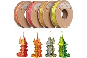 ‎ERYONE ERYONE PLA Filament 1.75mm, 3D Drucker filament bundle, Multi Color Pack 3D Printer Filament PLA +/-0.03mm,4x250g /Pack,Dual Zweifarbig Silk PLA, Gold/Kupfer, Gold/Silber, Rotes/Gold, Gelb/grün