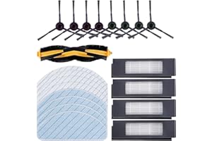 KEEPOW 22 Kit Accessori di Ricambio per Ecovacs Deebot T9 T9 + T9 AIVI T9 AIVI+ T9 Max, 4 Filtri + 8 Spazzole Laterali + 1 Spazzola Centrale + 4 Salviette + 4 Mop Forti