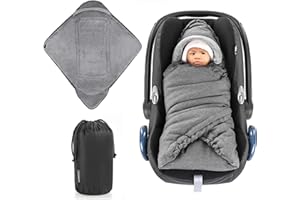 ‎ZAMBOO Zamboo Einschlagdecke für Babyschale und Kinderwagen - praktische Alternative zum Baby Winter-Fußsack, weiches und wattiertes Thermo Fleece - Grau (Basic)