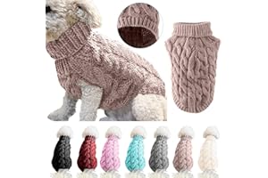 WINMANY Hunde-Rollkragen-Strickpullover, Mantel, Winterwärmer, dicker Pullover, für kleine, mittelgroße und große Hunde, Welpen, Katzen, Größe M, Khaki