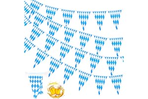 HZOUHONG Oktoberfest dekoration girlang 3 stycken x 10 m Bayern vimpelkedja | Oktoberfest flaggirlang bayersk dekoration, ölsäker girlang, bayersk Wiesn-dekoration för fest hem trädgård bar öltält ölfest