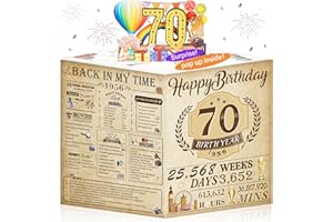 70th Birthday Cards Funny 3D Pop Up gifts with Envelope for Women Men Anniversary Party Table Decorations Born In 1956 70 Year Old Poster Greeting Card for Grandma Grandad Mum Dad Husband Wife Her Him