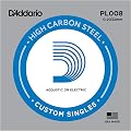 D'Addario PL008 Corde seule en acier pur pour guitare Calibre .008